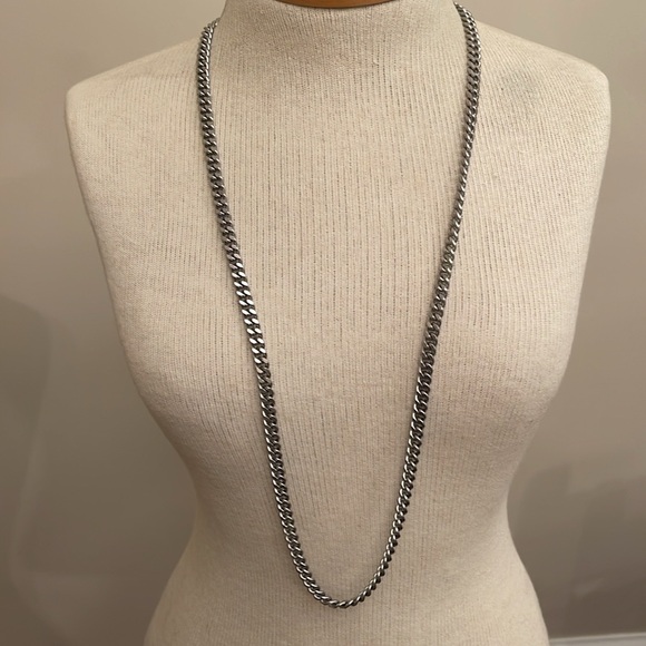 Vintage Silver-tone Extra Long Cuban Link Chain 35.5” - Picture 7 of 15